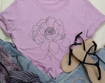 Gentle Rose ~ Flower Tee Shirt, Botanical Tee, Rose Tee, wildflower shirt, plant shirt, flower tshirt, Rose T shirt. fashion Tee