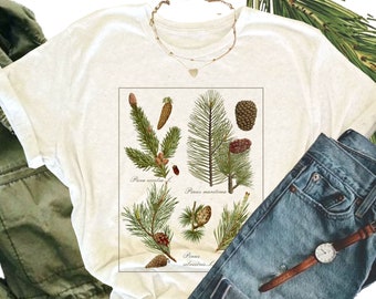 Pine & Cones ~ Botanical shirt, botanical tee, pine shirt, pine tree tee, nature t, fall shirt, fall tee, holiday shirt, tree shirt, cute