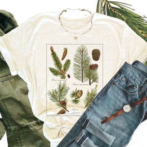 Pine & Cones ~ Botanical shirt, botanical tee, pine shirt, pine tree tee, nature t, fall shirt, fall tee, holiday shirt, tree shirt, cute