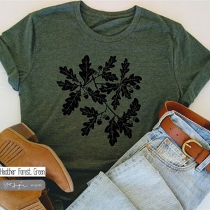 Acorn and Oak ~ Botanical Tee, Wildflower shirt, fall tee, flower T Garden Tshirt flower tshirt plant shirt botanical tshirt botanical