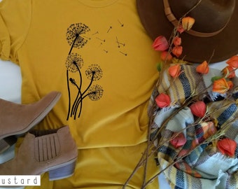 Dandelion Wishes T-Shirt: Botanical Wildflower Garden Tee