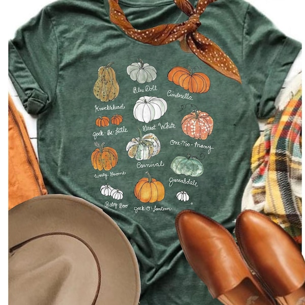 T-shirt met pompoenpatch: uniseks katoenen herfstshirt