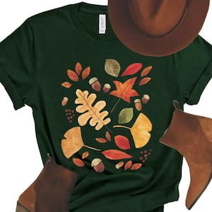 Autumn ~ Botanical Tee, fall leaf tee, flower T, flower T-shirt, fall tee, holiday gift, gardener gift, plant shirt, botanical t-shirt, fall