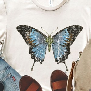 Big Blue Butterfly T-Shirt: Vintage Wildlife Tee nature cotton S-4XL