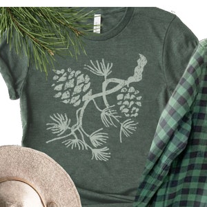 Winter Pine ~ Botanical shirt, botanical tee, pine cone shirt, pine tree tee, nature t, fall tee, holiday shirt, tree shirt,pine tree tshirt
