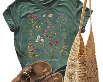 Flowers of the Meadow botanical shirt, botanical tee, wildflower shirt, Garden shirt, plant lover gift, wildflower tee, plant shirt,