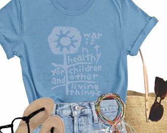 T-shirt oorlog is niet gezond, vredes-T-shirt dames, stop oorlog-shirt