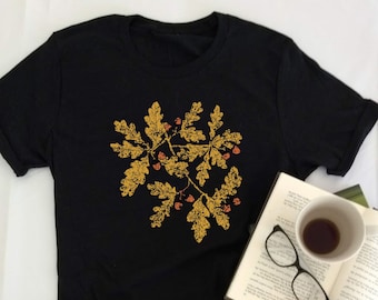 Acorn and Oak Botanical T-Shirt, Wildflower Garden Tee
