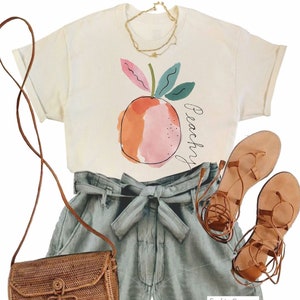 Peachy ~ Botanical Shirt, Botanical T, flower T, Gardener gift, wildflower Tshirt, flower tshirt, plant shirt, gift for her, flower tee,