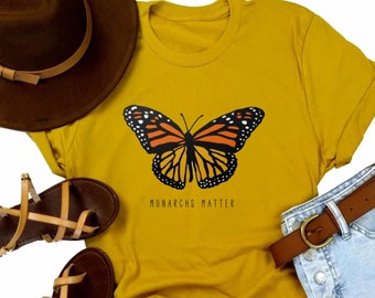 Monarchs Matter ~  Womens Monarch Tee, conservation t, butterfly t, monarch shirt, wildlife tee, butterfly shirt, eco  tee, unique gift