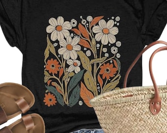 Camiseta Daisy Delight: Camiseta botánica con flores silvestres, regalo para jardineros