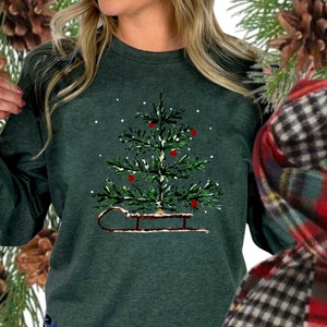 Christmas Sleigh Long sleeve tee ~ holiday long sleeve tee,Women's Christmas tee,holiday t,long sleeve sweater,winter tree shirt,sleigh tee