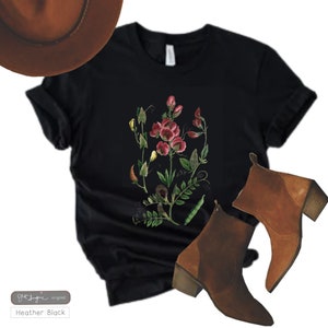 Sweetpea Vintage Botanical Shirt, Flower Shirt, botanical tshirt, tshirt, wildflower shirt, gardening, botanical t shirt flower t shirt image 3