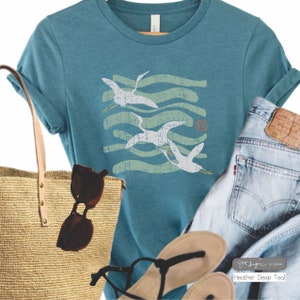 Good Fortune ~ Crane, Cranes, Zen Tee, Shore birds, Graphic birds, Nature shirt, Bird Print, trendy animal Print T,Bird Lover, travel shirt,