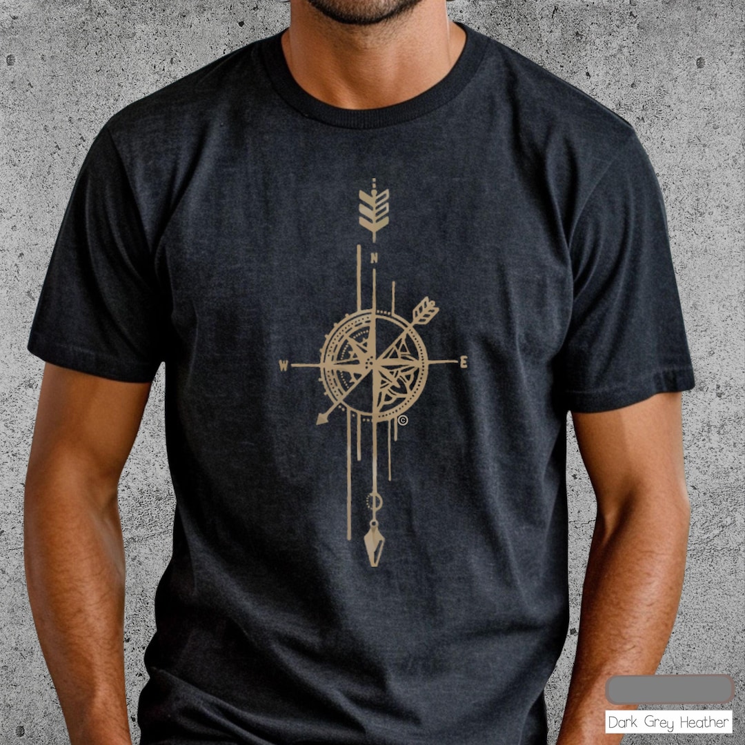 Compass Graphic Tee: Men's Nature T-shirt, Cotton S-4X, Camping Tee ...