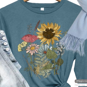 Sunflower and Friends ~ Long Sleeve Fashion Tshirt, Xmas gift, Gift for her, Chic Long Sleeve Tee, Women Graphic Tee,Cute Tshirt,Graphic tee