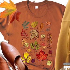 Fall Leaves ~ Botanical Tee, fall leaf tee, flower T, flower T-shirt, fall tee, holiday gift, gardener gift, plant shirt, botanical t-shirt,