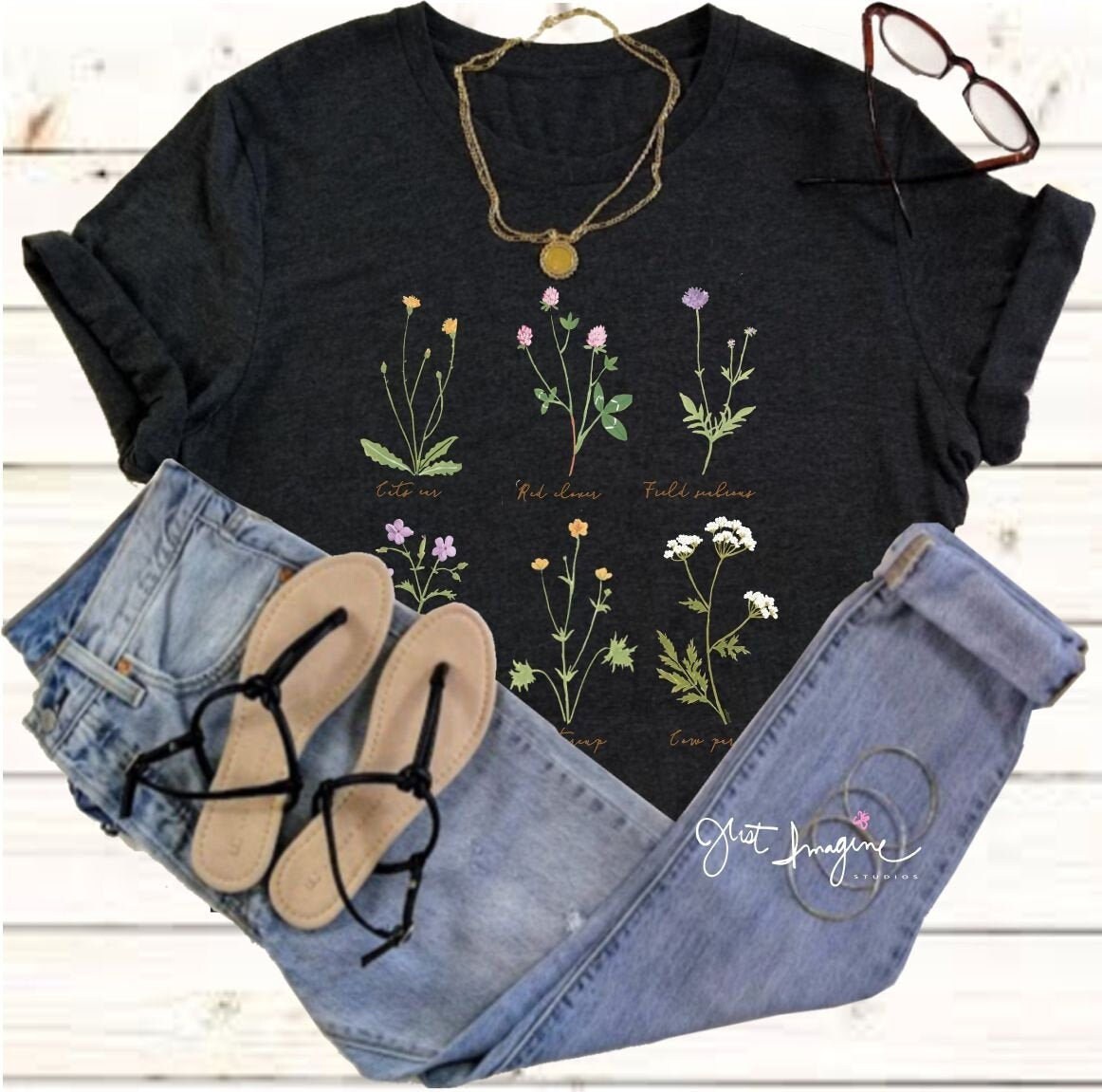 Delicate Wildflowers ~ Botanical Tee,  Wildflower shirt ,flower T shi…