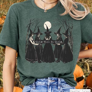 女の子は女の子になる〜ハロウィンシャツ、秋のTシャツ、かわいいレディースシャツ、レディースハロウィンシャツ、ハロウィンシャツ、面白いハロウィンシャツ、秋