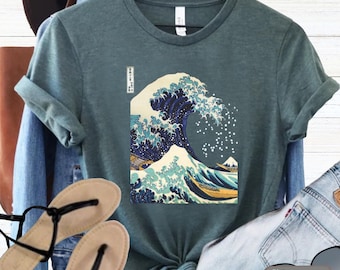 Hokusai Wave Japanese Art T-Shirt, Unisex Cotton Tee