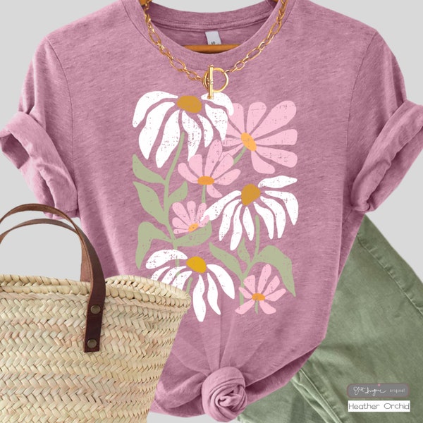 Pastel Garden ~ Flower Tee Shirt, Botanical Tee, Boho Tee, wildflower shirt, plant shirt botanical shirt, retro floral T-shirt,gardener,gift