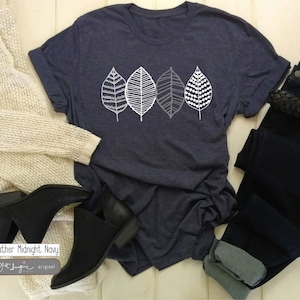 Retro Leaves ~ Botanical shirt, Botanical Tee, Wildflower shirt,  fall tee, fall leaves, leaf tee, gift for gardner, wildflower tee,