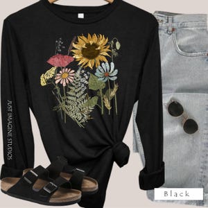 Long Sleeve Black Floral T Shirts - Etsy