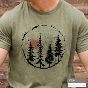 Camiseta de naturaleza de cuatro árboles, camiseta de naturaleza para hombre, camiseta gráfica, camiseta de acampada para hombre, camiseta de actividades al aire libre para hombre, camiseta ecológica, viaje, vacaciones, regalo