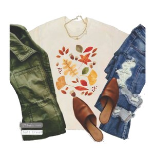 Autumn ~ Botanical Tee, fall leaf tee, flower T, flower T-shirt, fall tee, holiday gift, gardener gift, plant shirt, botanical t-shirt, fall