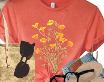 Poppy Bouquet T-Shirt: Botanical Wildflower Tee
