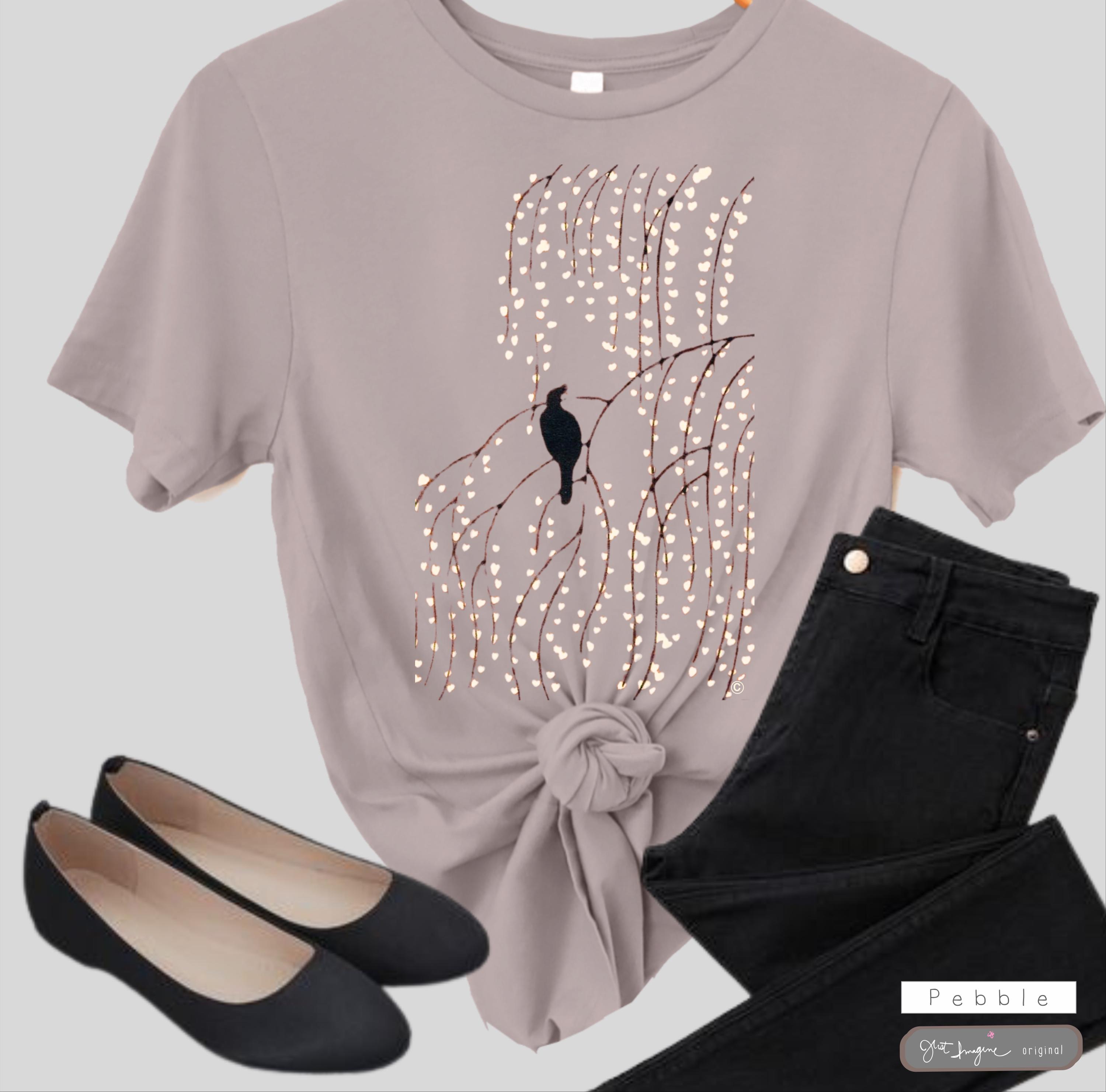 トップス little willow shirt M size Weeping Willow T-shirt: Botanical Cherry Blossom Tee - Etsy