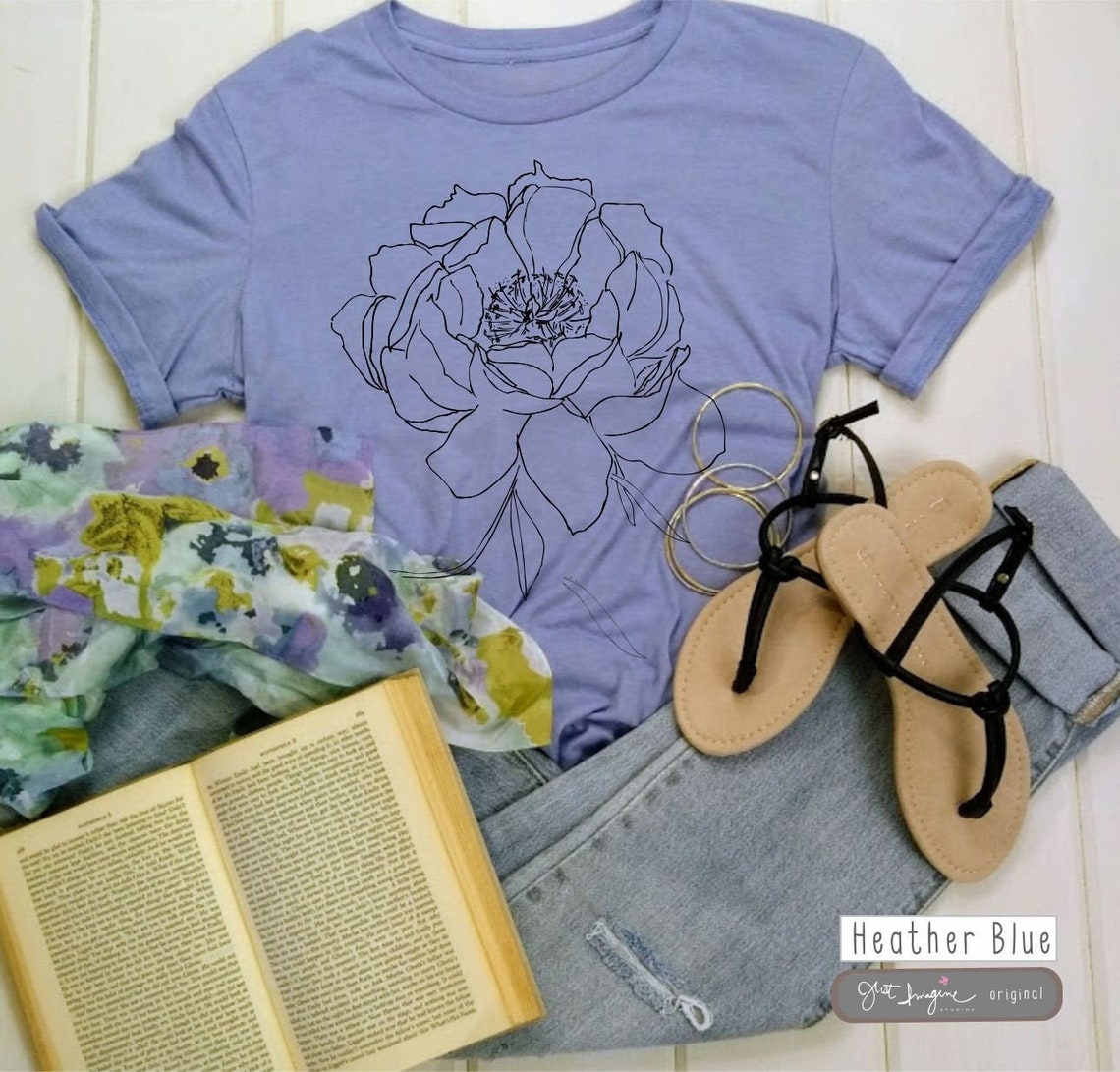 Gentle Rose Flower Tee Shirt Botanical Tee Rose Tee Etsy