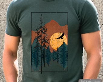 Camiseta Soar Nature: Camiseta com estampa de floresta, camisa de algodão unissex