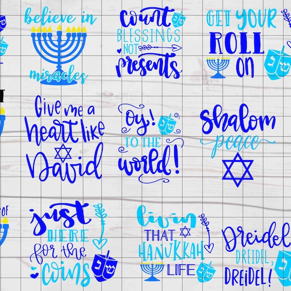 50 Hanukkah Chanukah SVG PNG Cutting Files