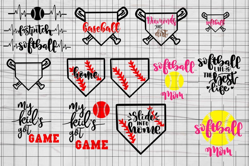 97 Baseball Softball Fastpitch SVG PNG Cut File Designs Mega Etsy
