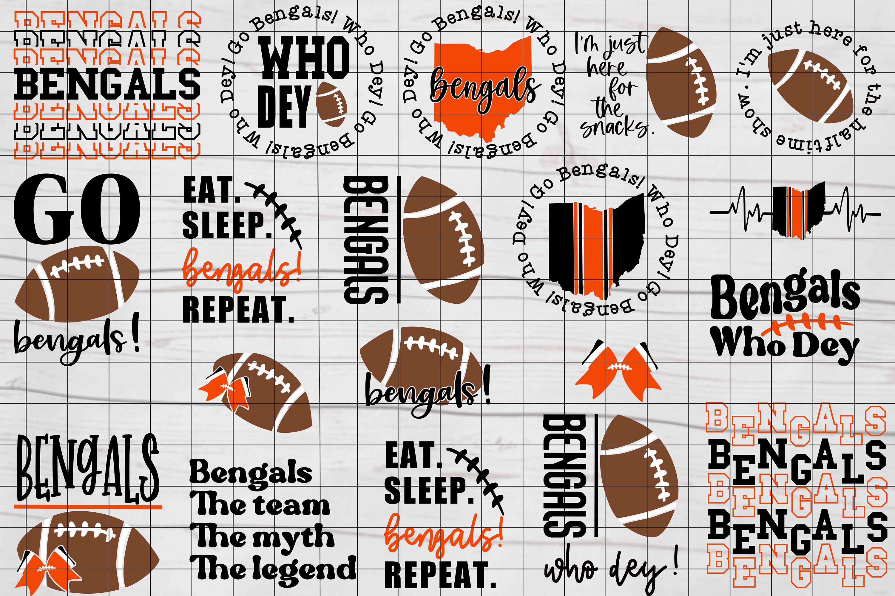 Embellishments Materials 35 Bengals SVG PNG Files Papercraft