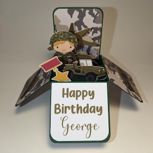 Geburtstags-Box-Karte Armee-Soldat Militärkarte Passing Out-Karte kann für ihn für ihren Sohn Tochter personalisierte 3D-Box-Karte Grußkarte sein