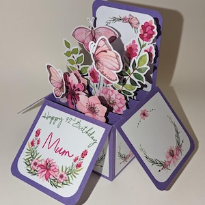 Geburtstags-Box-Karte Schmetterling und Blumen 3D-Box Karte personalisierte Karte Geburtstagskarte für Mama, für Sie, Mama, Mama, Tante, Schwester, Oma, Nana