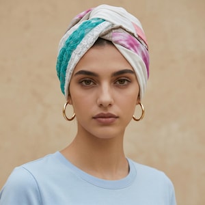 Turbante Boho Patchwork para Mujer | Cubrecabeza Artesanal Único | Suave y Elástico | Accesorio Bohemio Exclusivo