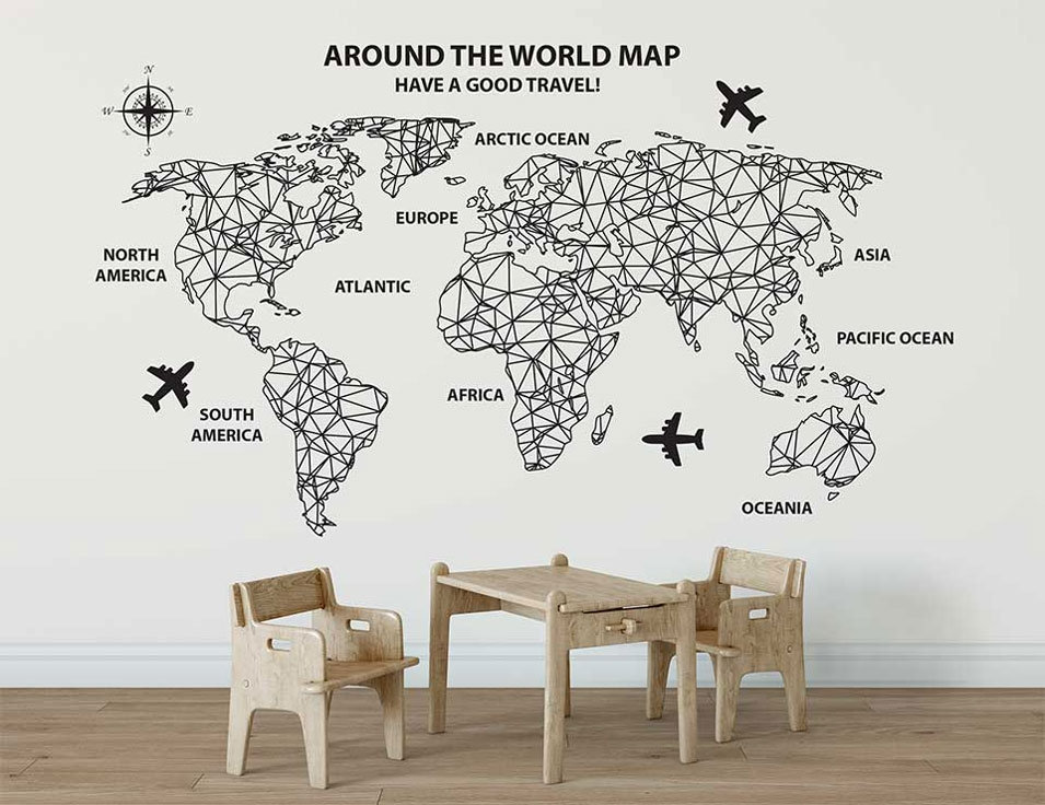 Around The World Map Sticker Vinyl Wall Decal Home Decorate - Large Wall Decal World Map Around The World Map Sticker Vinyl Wall Decal Home Decorate - Large Wall Decal World Map