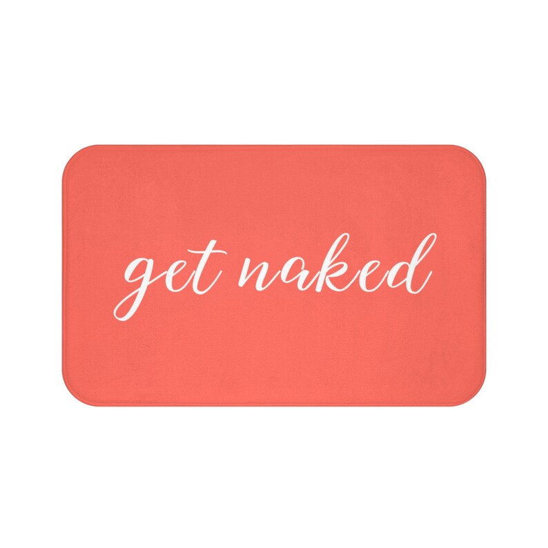 Living Coral Get Naked Bath Mat Pantone Color Of The Year Etsy