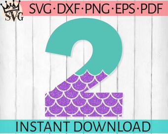 Download Mermaid number svg | Etsy