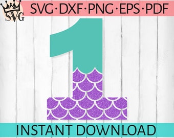 Download Mermaid number svg | Etsy