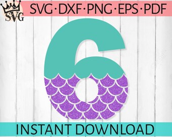 mermaid number svg etsy