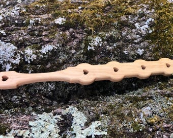 Wood Spanking Paddle BDSM  1.5" by 12' by 1/2" paint stick 4 heartholes