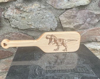 Pagaia sculacciata in legno Laser inciso T Rex