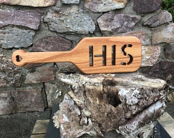 Wood Spanking Paddle BDSM 3.25 inches by 12 inch  Pierced HIS