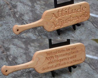 Wood Spanking Paddle  Attitude Adjustment with instructions