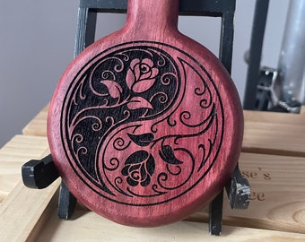 Wood Spanking paddle Yin & Yang Rose BDSM