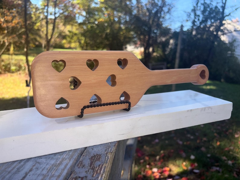 Wood Spanking paddle 8 Hole Heart BDSM image 12